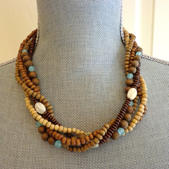 Sonoma 2 PC Set Multi Strand Beaded & Long Necklaces Southwestern Brown NEW - Picture 2 of 8
